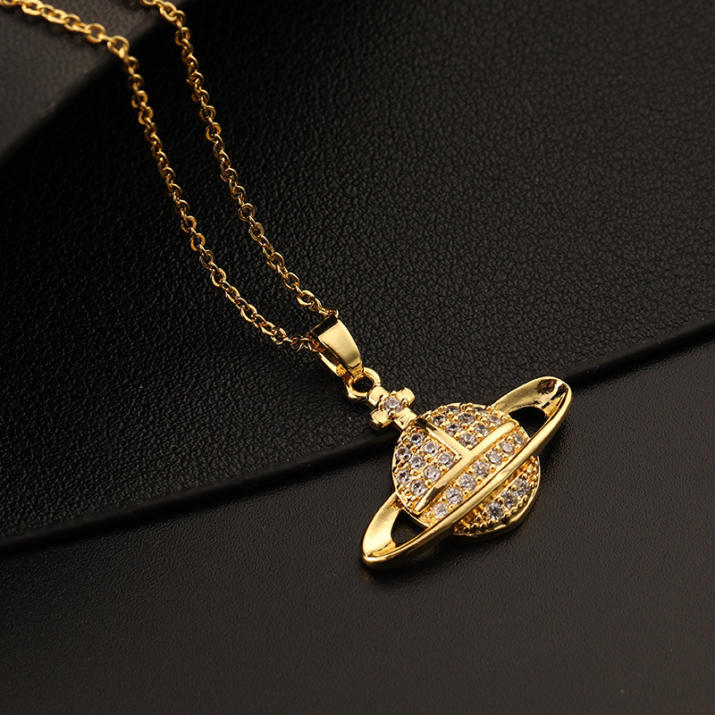 Luxury Brand Designer Jewelry European And American Internet Celebrity INS Style Planet Necklace Copper Micro Inlaid Colorful Zircon Personalized Plan