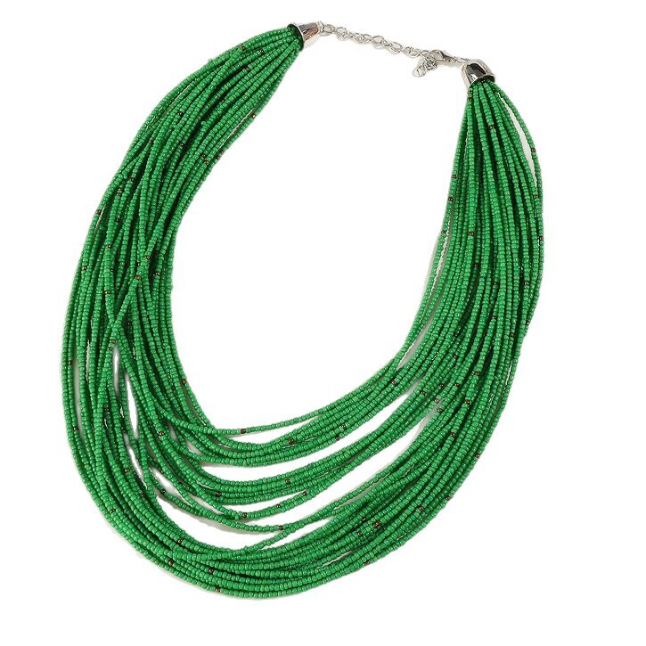 Luxury Brand Designer Jewelry Bohemian Multi-Layer Rice Bead Necklace And Earrings Set Vintage Ethnic Style Chain Women's Multi-Layer Jewelry