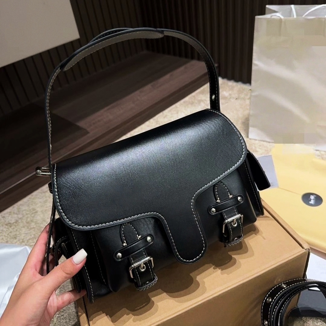 Designer luxury brand handbags, fashionable ladies' crossbody bags, 10A high-quality leather shoulder bags, casual retro cycling bags.