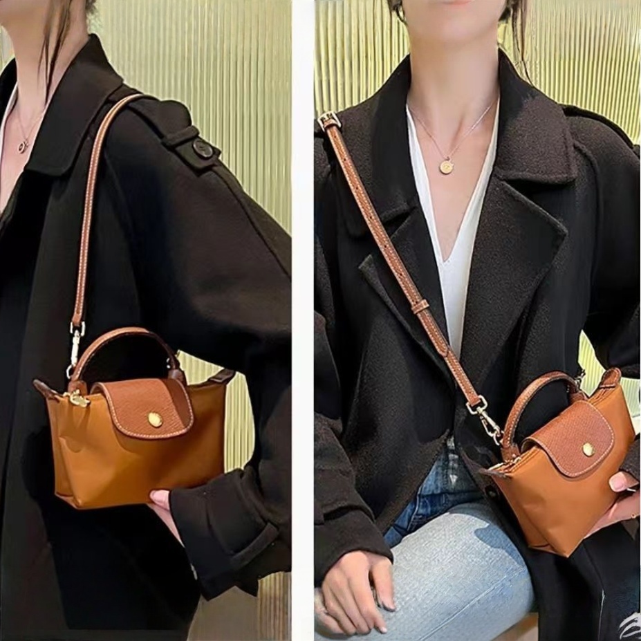 Long designer bag Mini Hobos Bag Short Handle Button Zipper Open and Close Recycled Canvas Patchwork Leather Trim Strap Lightweight Durable Clutch Bag Crossbody Bag