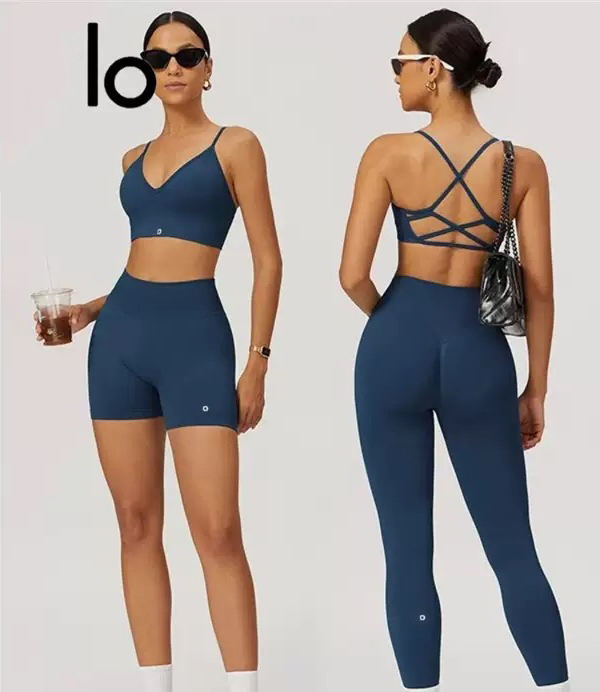 aloooYoga women clothes Yoga Set Womens Sports Bra+Leggings High-End White Striped Low Back Dance Yoga Outfits Summer Running Fitness Gym Pilates set women clothes