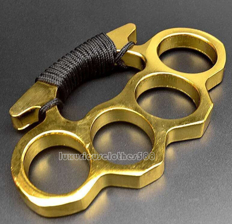 Factory direct ale 73G Thick Steel Bra Knuckle Duter with Rope Self Defene Peronal Security Women and Men Self-defene Pendant Top craftmanhip 2 9f