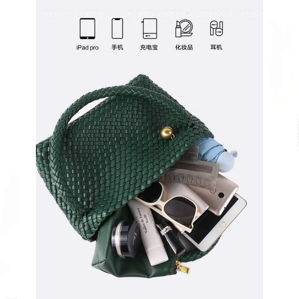 Best Seller Designer Bag Fashion Woven bag Women PU Leather Single bag Shoulder Retro Golden Bead Decor Hand Carry Women's Bag
