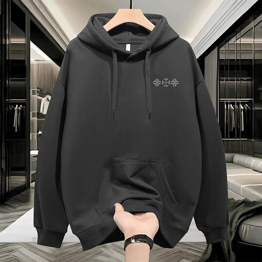 Men's Hoodie Thin or Thick Round Neck Geometric Print Loose Casual Hoodie