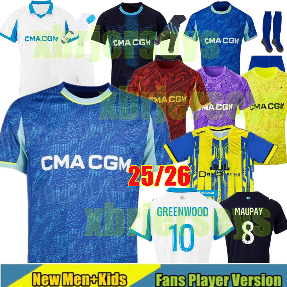 25 26 maillot de foot GREENWOOD marseilL e jersey soccer RABIOT MEDINA PAIxao MAUPAY OUNAHI harit 4XL 2025 2026 OM man KIDS football shirt hommes enfants GOUIRI ANGEL