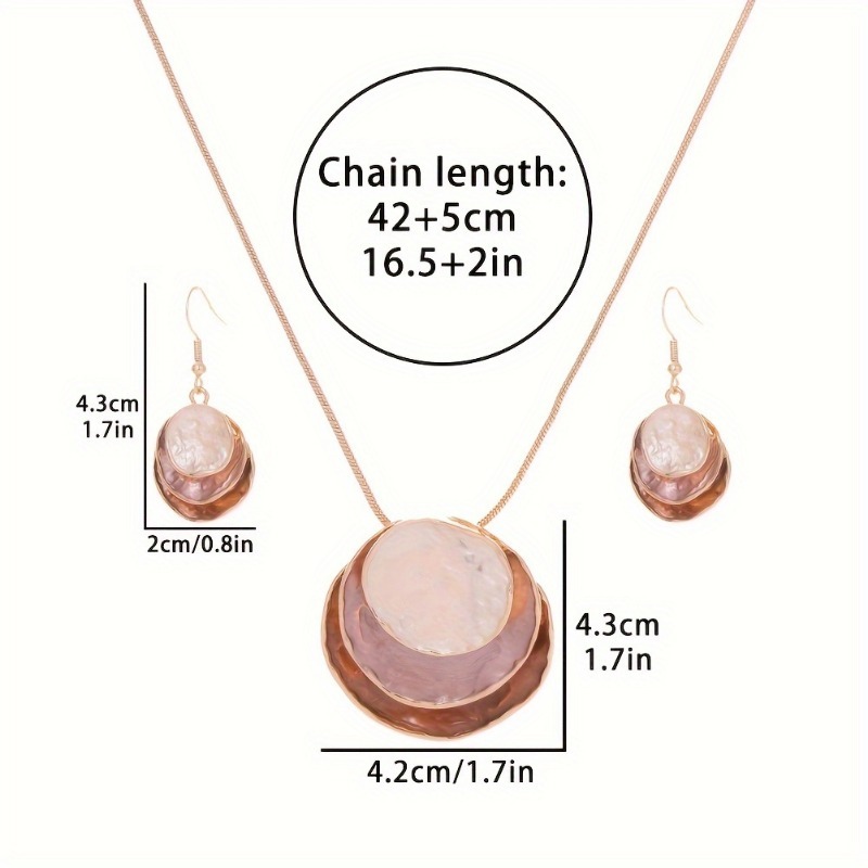 Bohemian three-layer round zinc alloy enamel jewelry set cute and elegant lady girlfriend holiday party gift necklace earrings 1 set