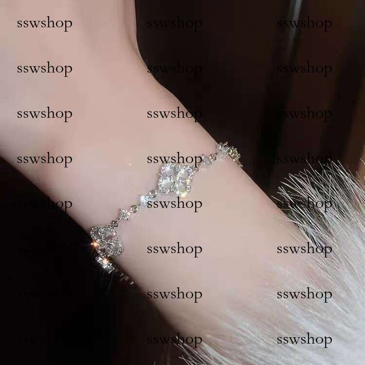 designer bracelet women Four-Leaf Clover Zircon Flower Bracelet for Women, Niche Light High-End Ring, Minimalist Style, Best Friend Gift, Hand Jewelry
