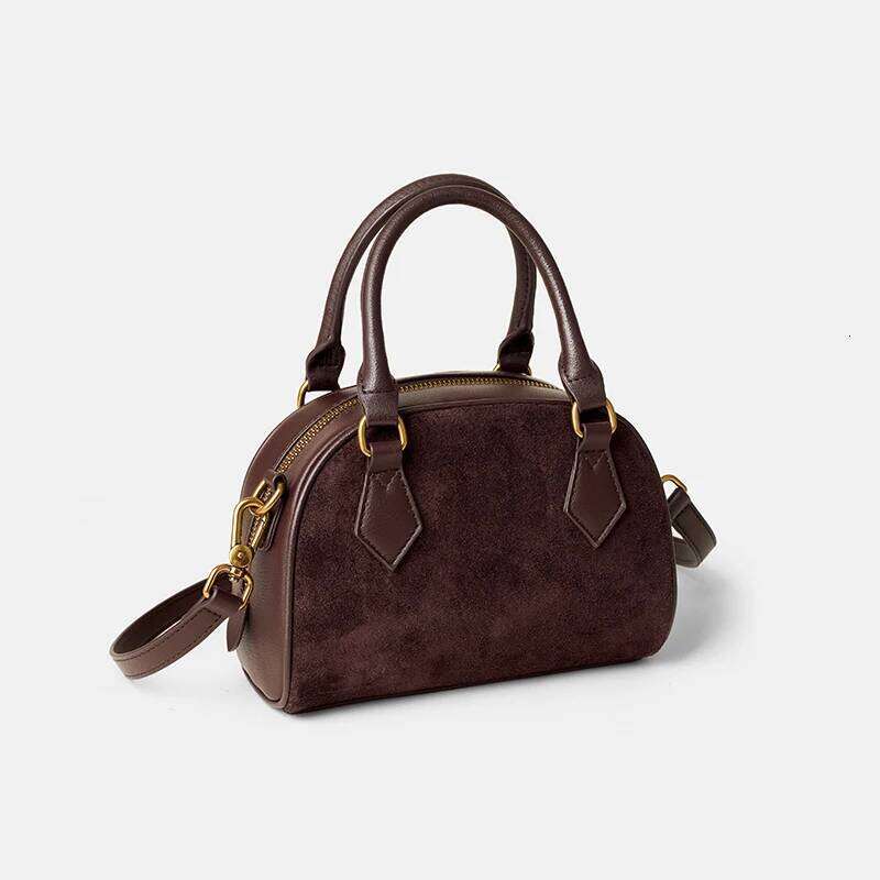 Retro Genuine Women's Suede Cowhide Leather Shoulder Bag Soft Versatile Crossbody Handbag Female Designer Supplier