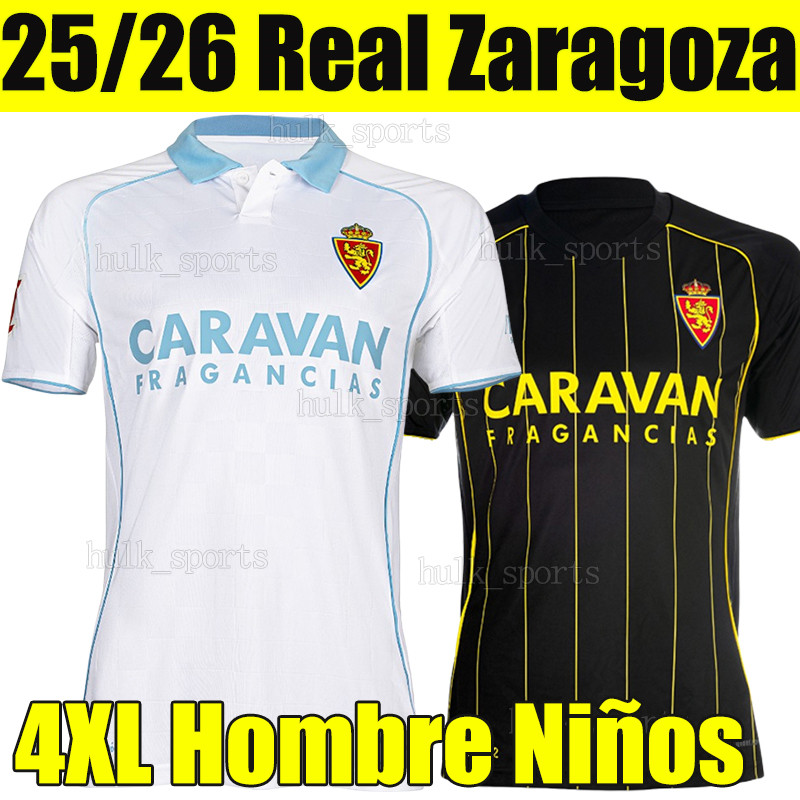 4XL 25/26 Real Zaragoza Soccer Jerseys AKETXE DANI GOMEZ PAU SANS BARE FRANCHO TONI MOYA RAUL GUT TASENDE I.CALERO POUSSIN men kids Kits socks sets retro football shirts