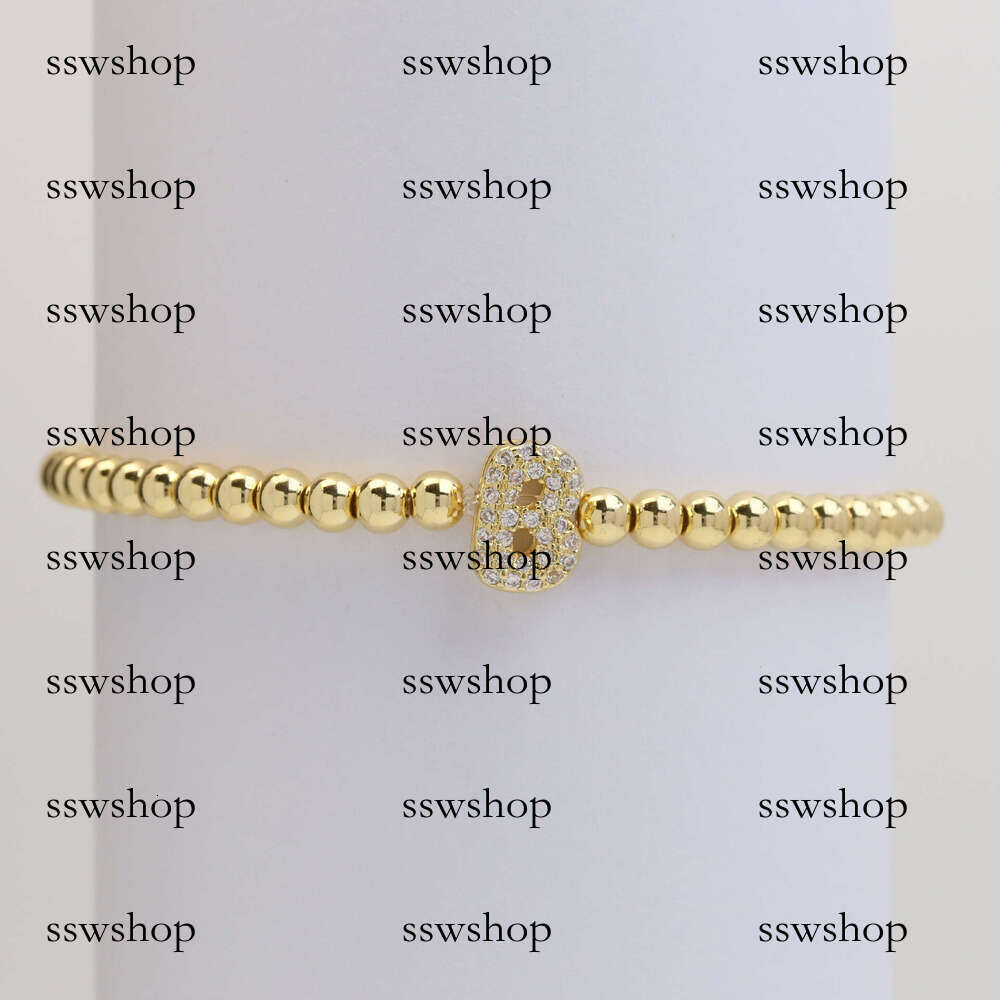 Hot Selling Brass Micro Inlaid Bubble Balloon DIY 26 English Letters Copper Beads Elastic String Bracelet