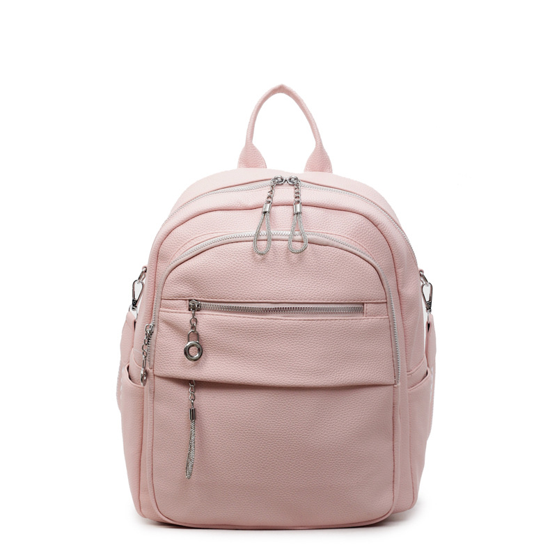 F512-Soft leather backpack women's Korean version versatile large capacity women's water-repellent backpack light mommy bag