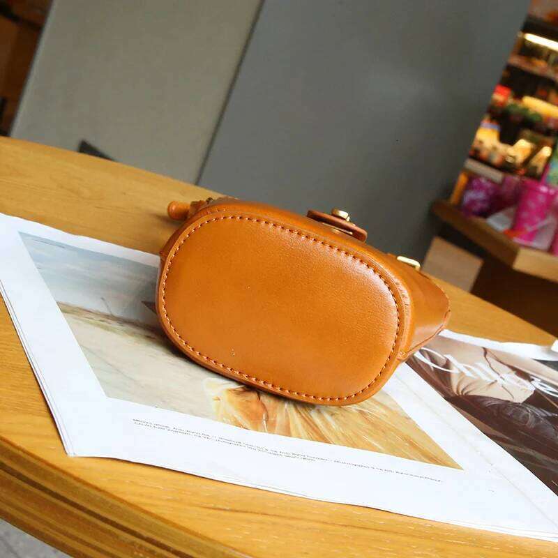 2024 Summer New Mini Women Genuine Leather Mobile Phone Bucket Messenger Lady Fashion Cross-Body Shoulder Bag