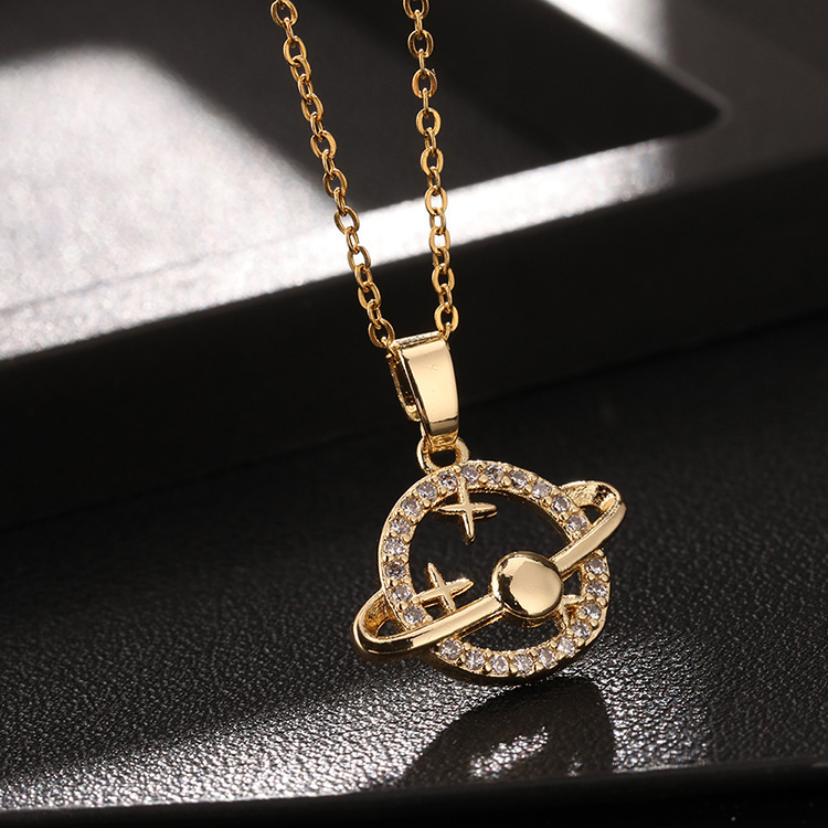 Luxury Brand Designer Jewelry European And American Internet Celebrity INS Style Planet Necklace Copper Micro Inlaid Colorful Zircon Personalized Plan