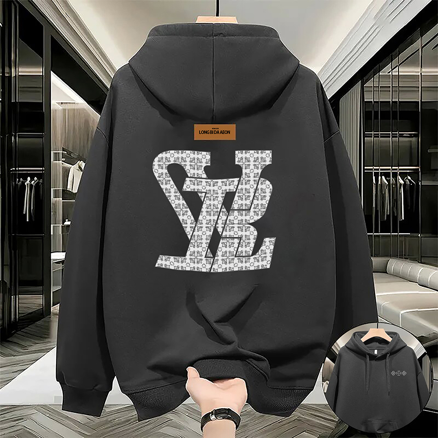 Men's Hoodie Thin or Thick Round Neck Geometric Print Loose Casual Hoodie