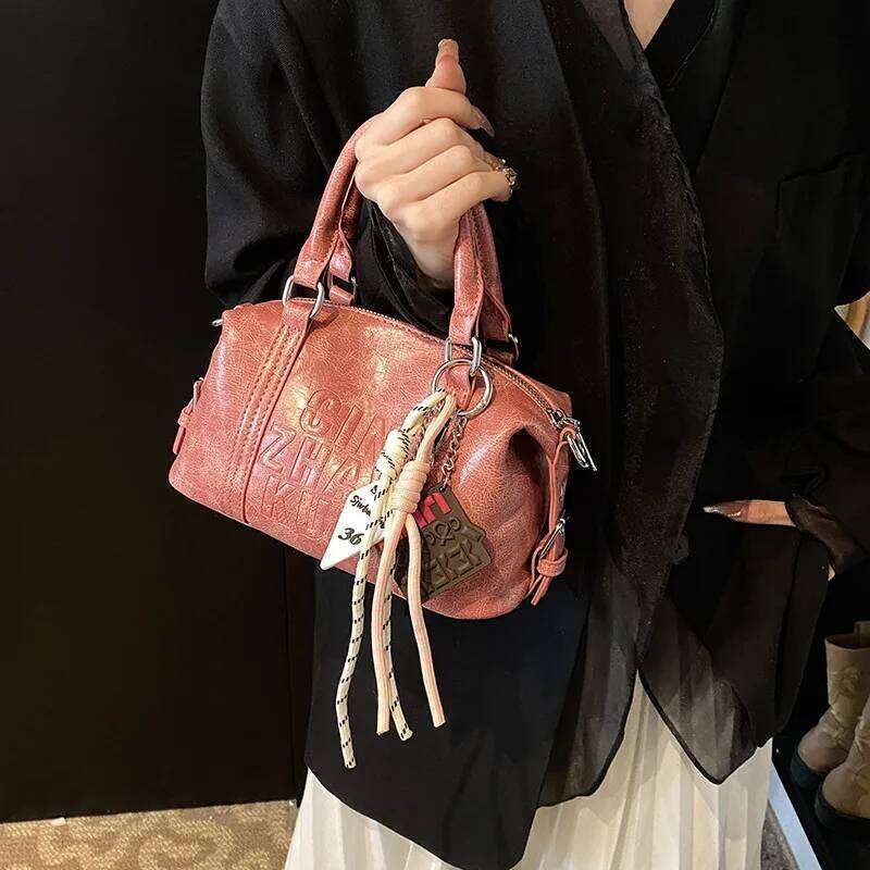 2025 Women's Minimalist Solid Color Stamped Letter Tote Bag Large Capacity Crossbody Shoulder Purse