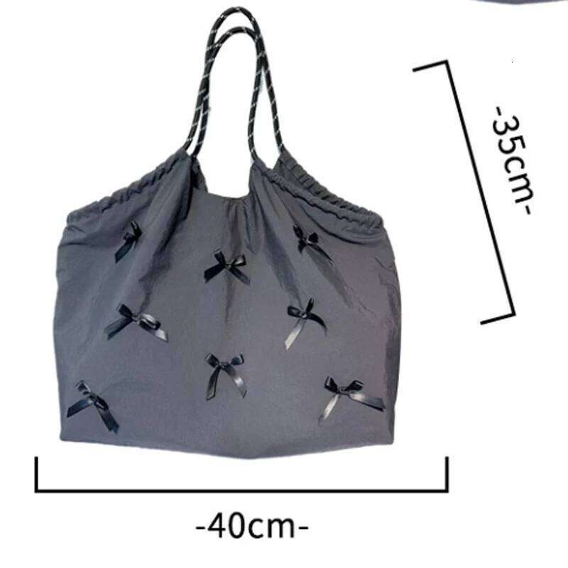 Fashion Women's Versatile Large Capacity Folding Single Shoulder Shopping Bag Simple Casual Bow Handbag