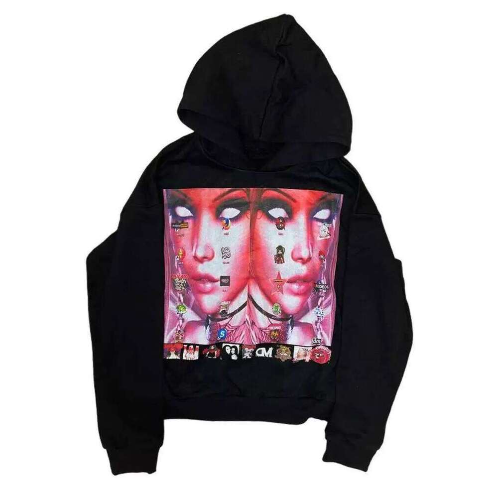 American Retro Personalized Hoodie Trendy Sports Y2k Letter Pattern Printed Hooded Sweatshirt Street Wear