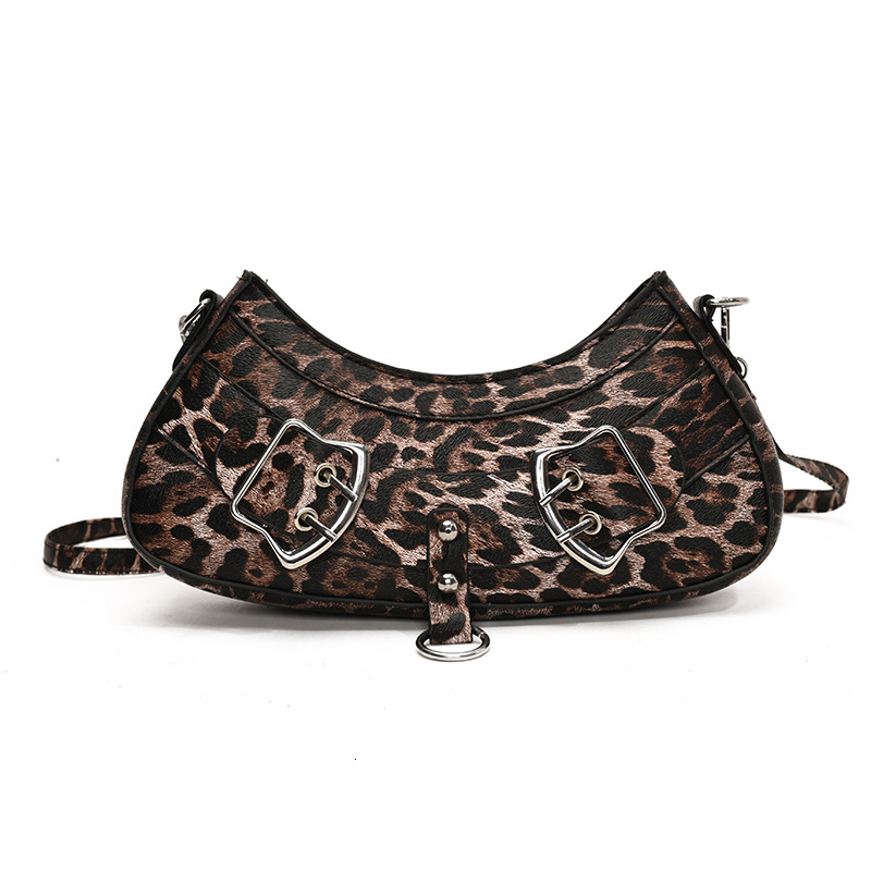 2025 autumn new European and American style spicy girl niche design leopard print women's underarm bag light luxury crossbody bag designer atmosp