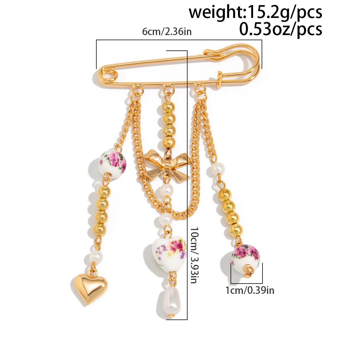 New Arrival European American Style Dopamine Inspired Heart shaped Alloy Brooches Sweet Bowknot Bead strung Pins for a Stylish Touch