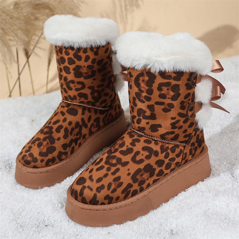2025 new designer shoes free shipping winter half boots Non-slip outdoor casual snow boots women's velvet bow cotton shoes for warmth black white