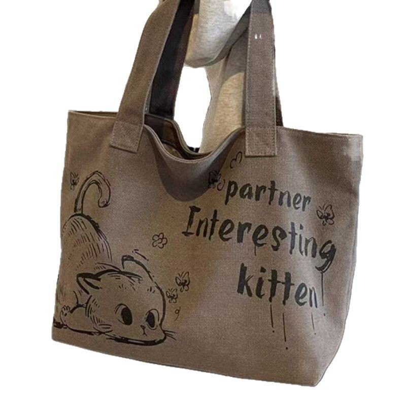 Casual Large Capacity Canvas Tote Bag For Luxury Bagdesigner Free Shipping Women 2025 New Fashion Outdoor Handheld Shopping Bag Commuter Shoulder Bag