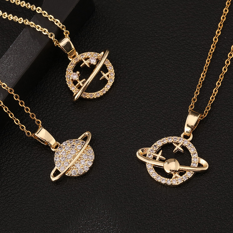 Luxury Brand Designer Jewelry European And American Internet Celebrity INS Style Planet Necklace Copper Micro Inlaid Colorful Zircon Personalized Plan