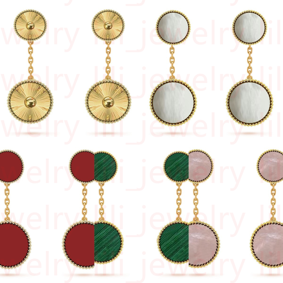 Four Leaf Clover 2 Flower Diamond Earrings Available in Various Colors, Shell Agate 18k Gold and Silver, Birthday Party Wedding Gift