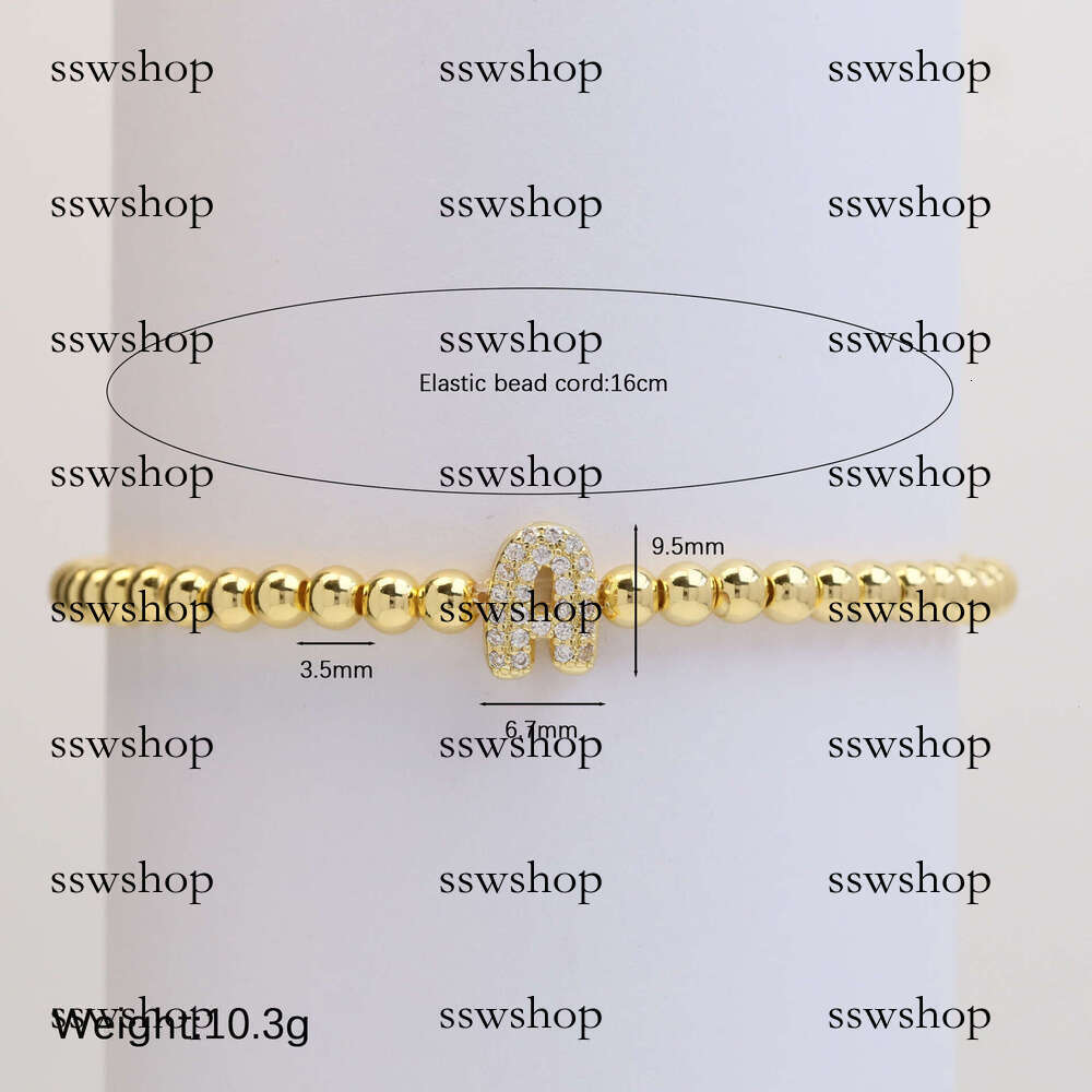 Hot Selling Brass Micro Inlaid Bubble Balloon DIY 26 English Letters Copper Beads Elastic String Bracelet