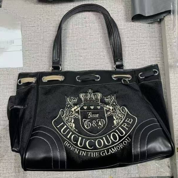 Shoulder Bags Y2K Women juicycouturebag Vintage Retro Chic Embroidery Velvet Bag tote Ladies High Capacity E-girls s Shopping Handbags totes bags For H240523