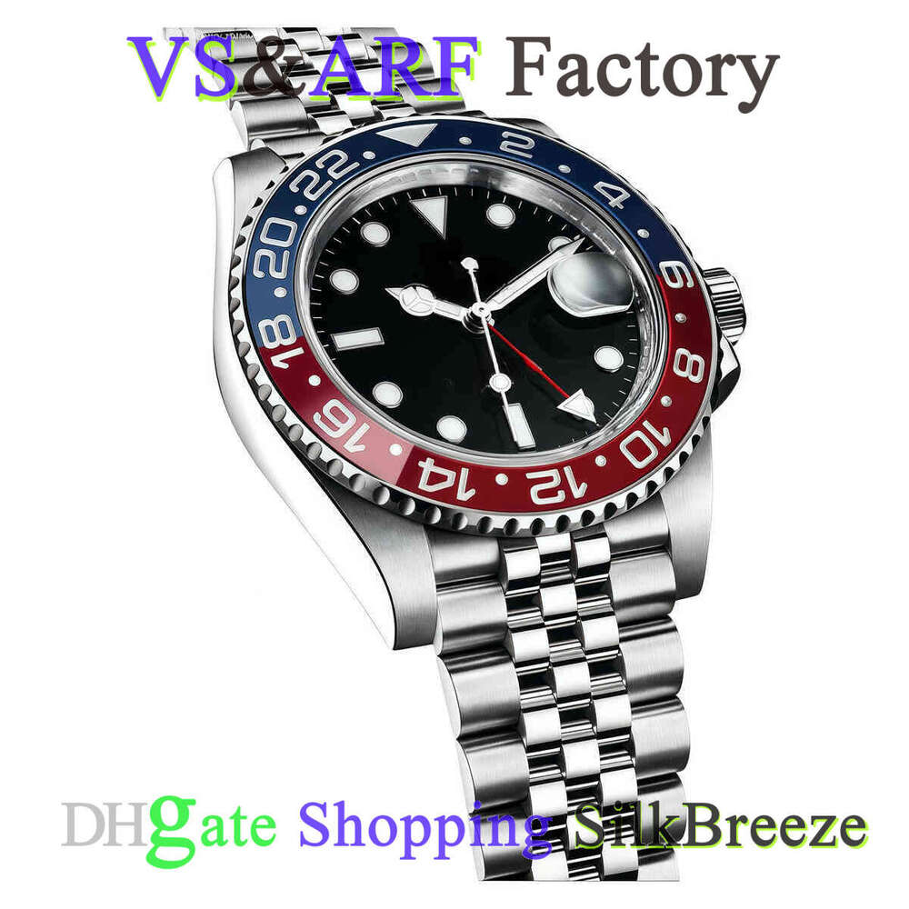 GMT Men's Automatic Watch Cola Bezel 3285/2813 VS/ARF Factory Stainless Steel Fold Clasp Dual Time Date Display Waterproof 100m 5A Quality Men Dress Watch