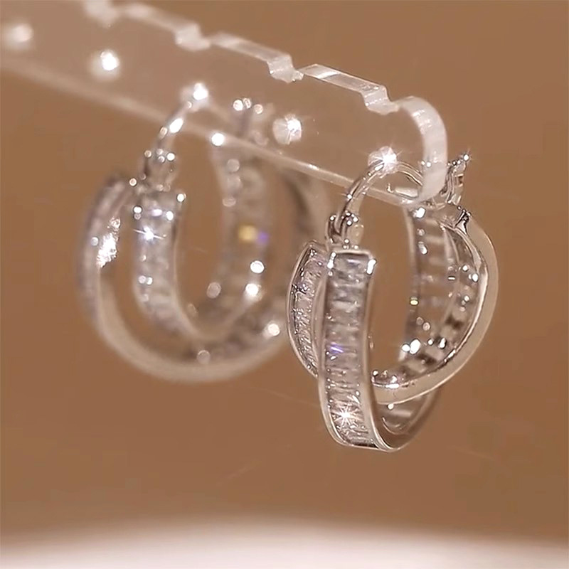 2025 Choucong Ins Top Sell Clip Earrings Luxury Jewelry Elegant Lady 925 Sterling Silver Princess Cut 5A Zircon CZ Diamond Girl Women Cross Earring Lo