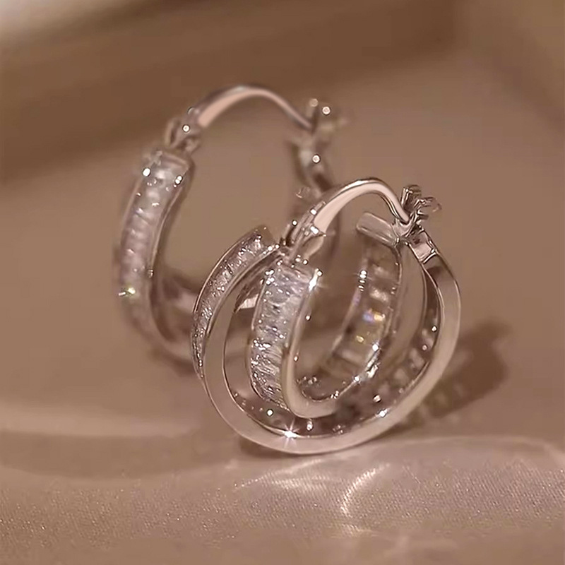 2025 Choucong Ins Top Sell Clip Earrings Luxury Jewelry Elegant Lady 925 Sterling Silver Princess Cut 5A Zircon CZ Diamond Girl Women Cross Earring Lo