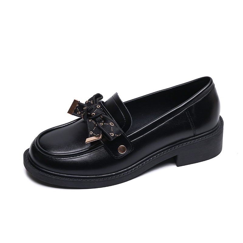 2025 Women Girl Lolita JK Uniform Pump Cute Mary Jane Low Heel 3Cm Bow Casual Loafers Pu Leather Slip On Flat Moccasins Shoes A26-44