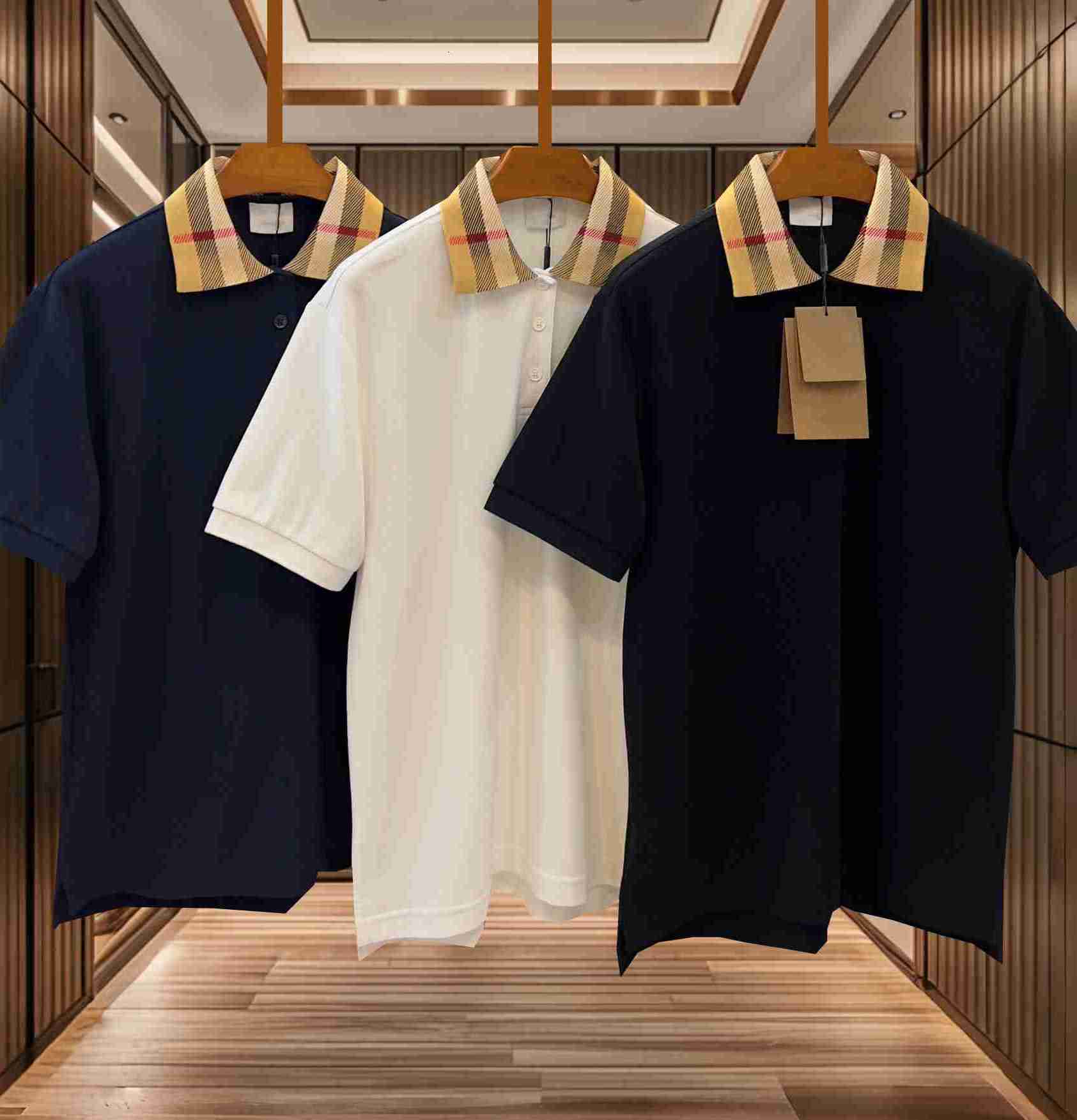 high quality mens designer polo shirt fashionable short sleeved tshirt printed black and burberrys2 burberriness white clothing business top