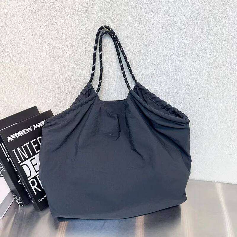 Fashion Women's Versatile Large Capacity Folding Single Shoulder Shopping Bag Simple Casual Bow Handbag