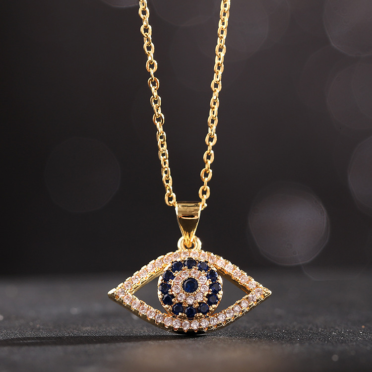 Luxury Brand Designer Jewelry European And American Hot-Selling Jewelry Titanium Steel Collarbone Chain Colorful Zircon Eye Pendant Demon Eye Necklace