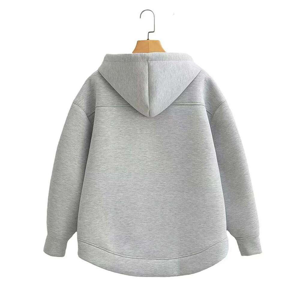 Autumn Winter Vintage Zipper Hoodie Women Long Sleeve Pocket Jacket Solid Loose Sweatshirts Casual Street Coat Lady Outfit Wear
