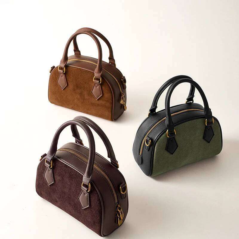 Retro Genuine Women's Suede Cowhide Leather Shoulder Bag Soft Versatile Crossbody Handbag Female Designer Supplier