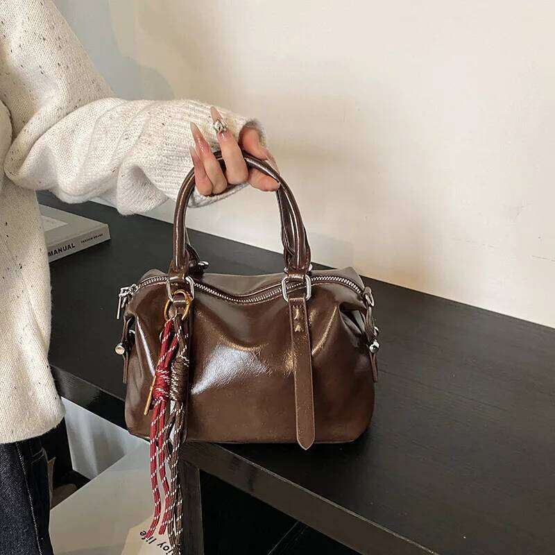 Designer Pendant PU Leather Women's Handbag Retro Crossbody Bag Pillow Tote