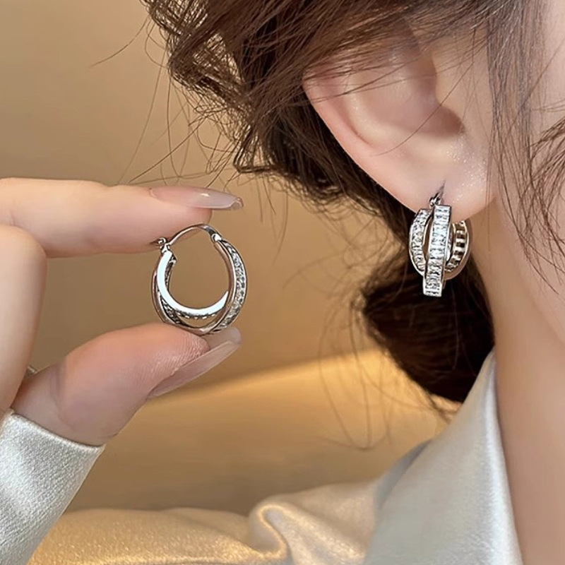 2025 Choucong Ins Top Sell Clip Earrings Luxury Jewelry Elegant Lady 925 Sterling Silver Princess Cut 5A Zircon CZ Diamond Girl Women Cross Earring Lo