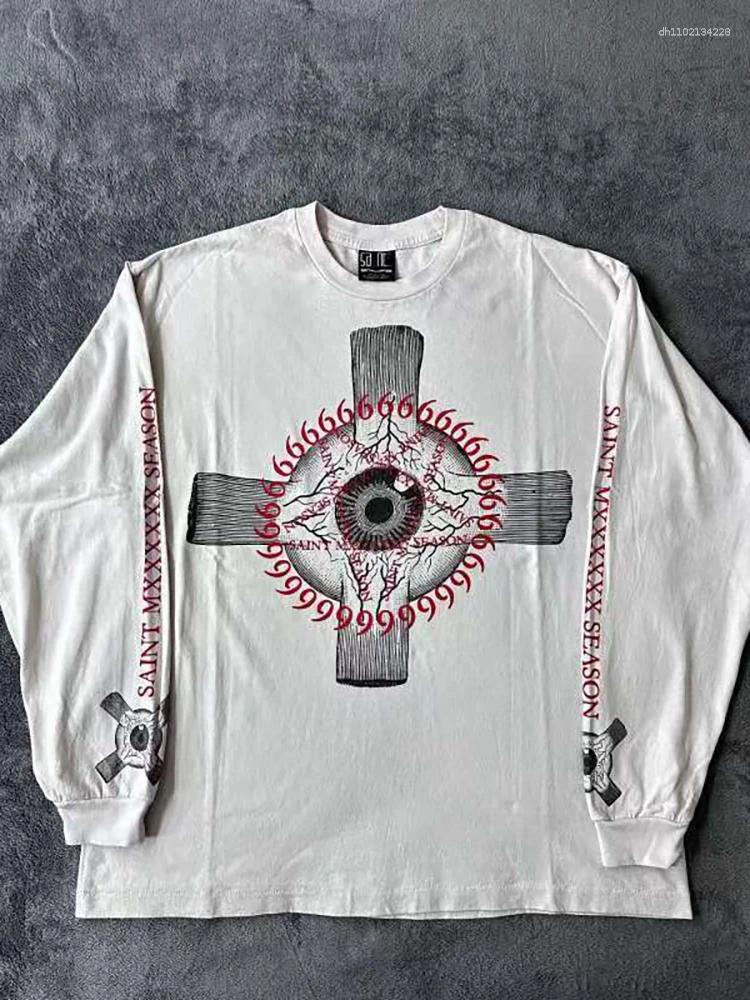 Men's T Shirts Vintage Clothing Retro Classic Graphic Printed Loose Long Sleeve Harajuku Gothic Casual Oversized Cotton Shirt Men Women