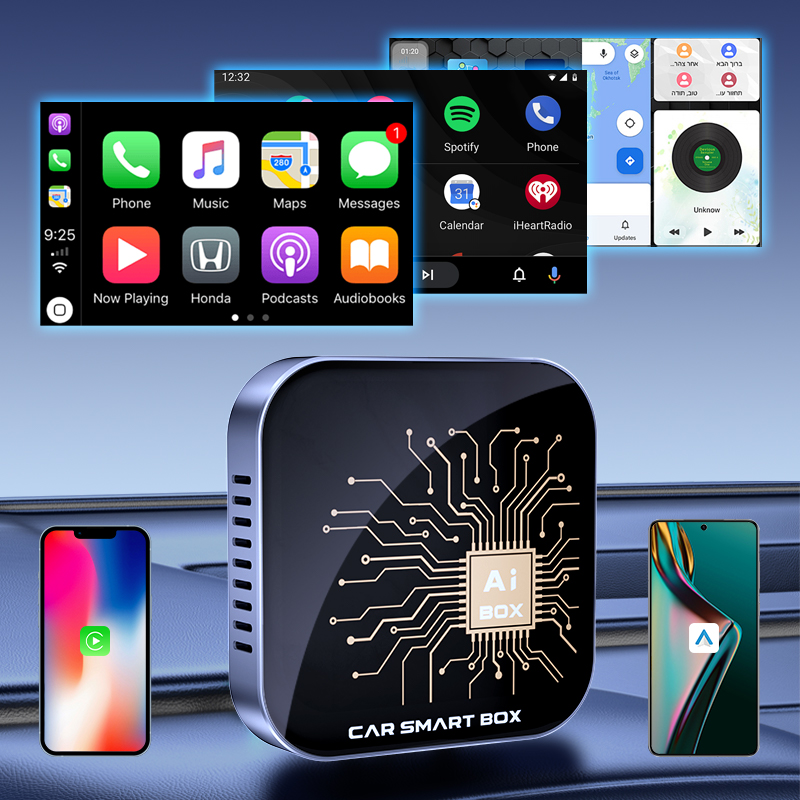 Kowankit Wireless Carplay Android Auto AI Box, Plug & Play Fits Cars,3in1 QCM6115 4 + 64 GB Android 13 Car Accessories Interior Adapter, USB-Powered, 