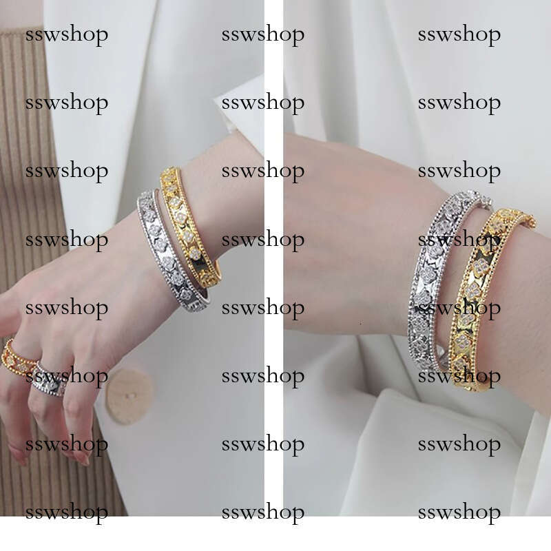 Fairy Kaleidoscope Luxurious Elegant Four-Leaf Clover Three-Dimensional Flower Inlaid Dia Bracelet Temperament and Personality for Women