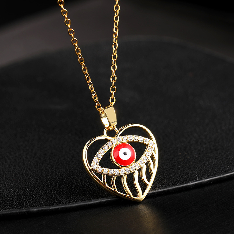 Luxury Brand Designer Jewelry European And American Hot-Selling Jewelry Titanium Steel Collarbone Chain Colorful Zircon Eye Pendant Demon Eye Necklace
