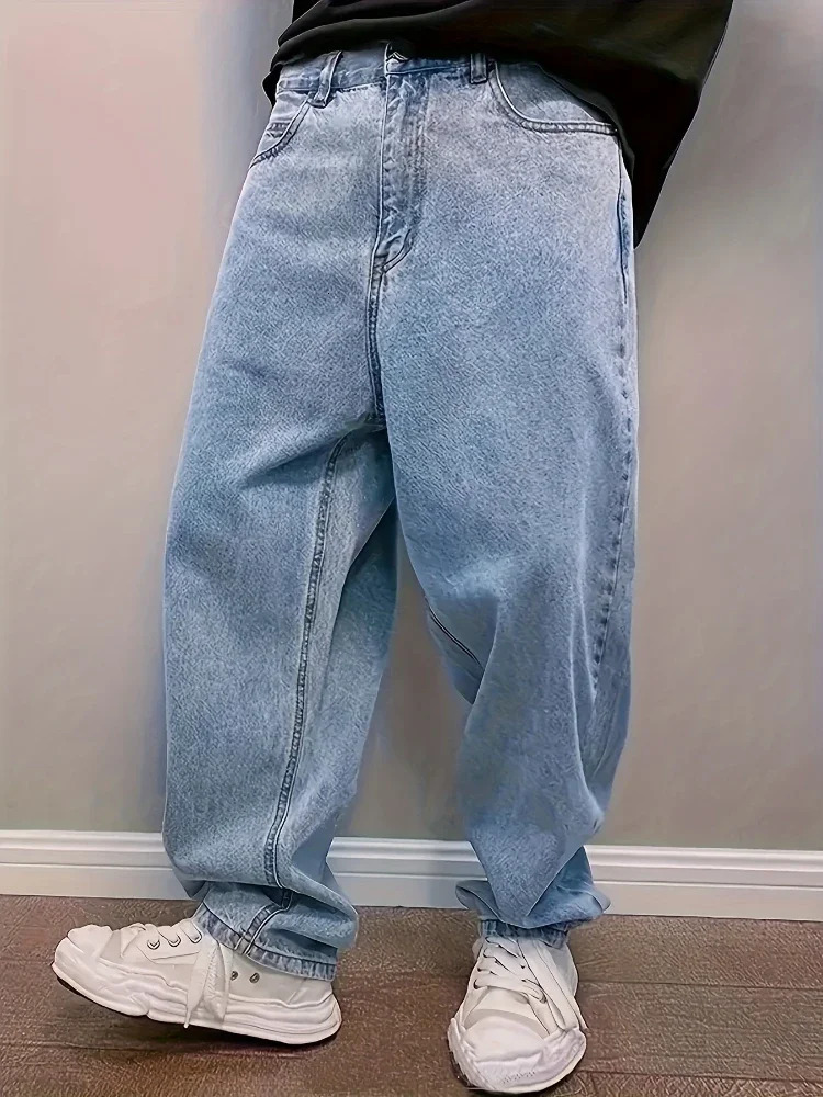 Plus Size 3XL Spring Autumn Baggy Jeans Men Fashion Oversize Casual Straight Loose Denim Trousers Y2k Streetwear Wide Leg Pants 250829