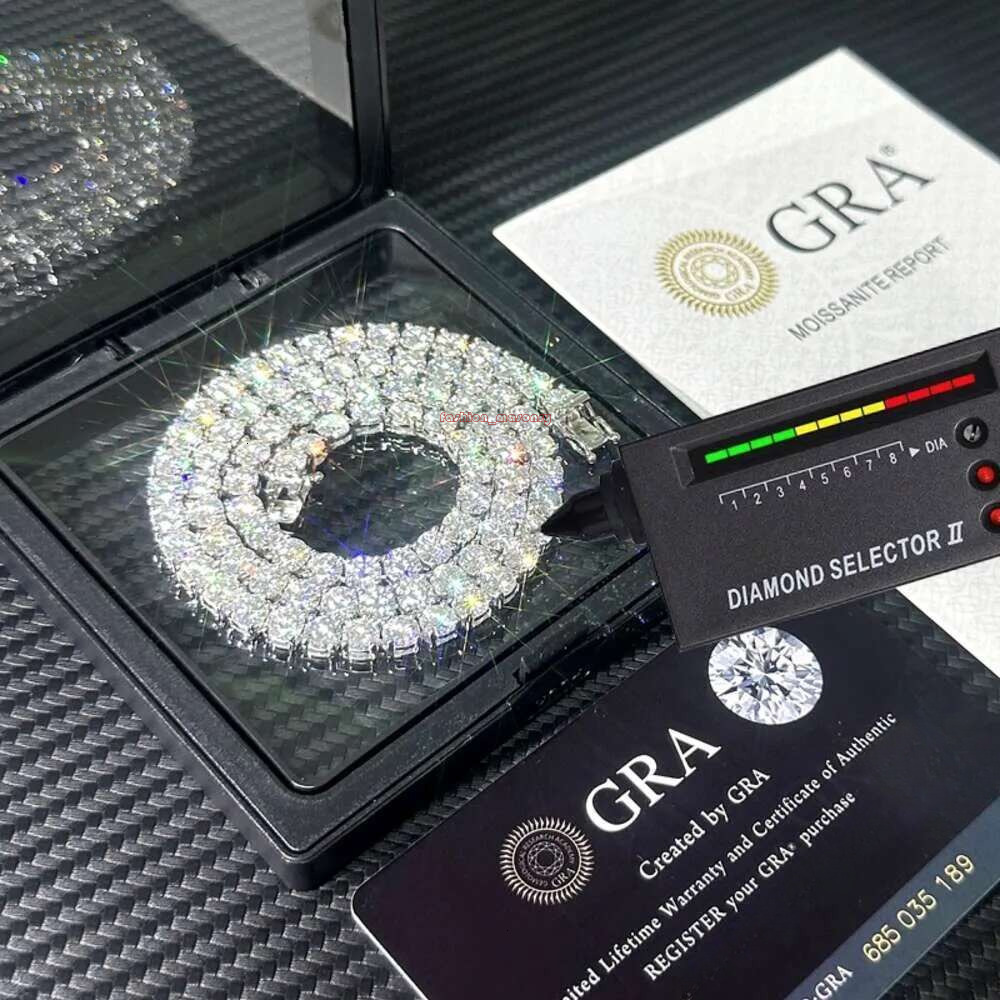 designer vvs necklace moissanite hip hop 2mm 3mm iced out dia sterg sier 4mm 5mm woman tennis chain valentines day gift