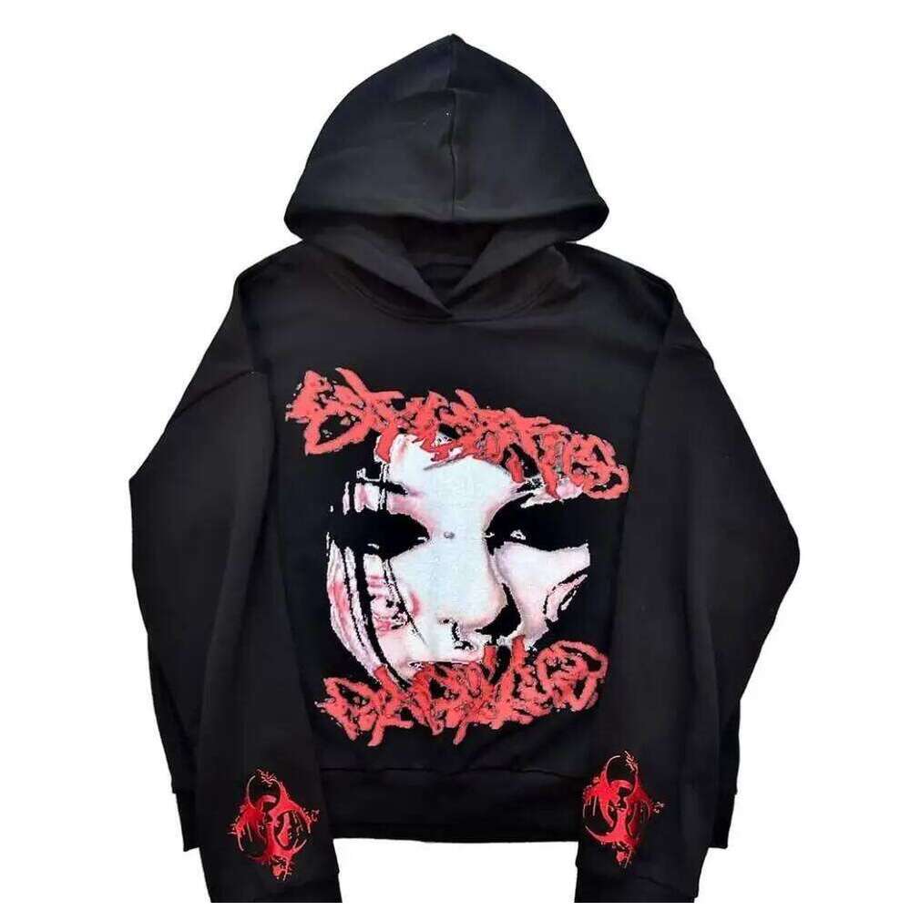 American Retro Personalized Hoodie Trendy Sports Y2k Letter Pattern Printed Hooded Sweatshirt Street Wear