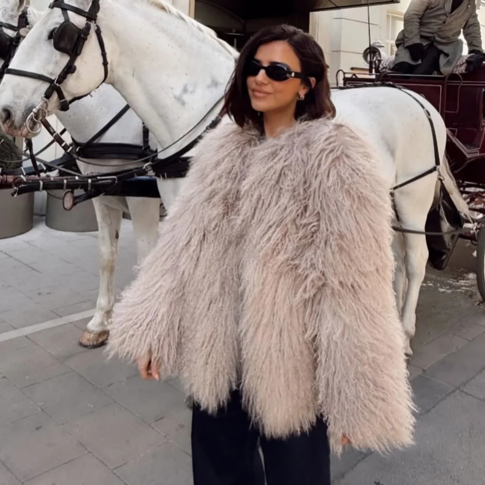 OFTBUY Natural Mongolia Sheep Fur Coat Fashion Autumn Winter Clothes Women Thick Warm Short Real FurJacket Outerwear Female 250829