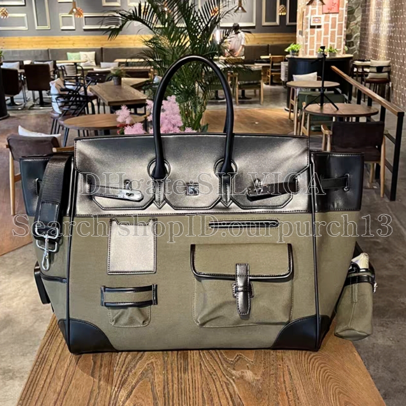High-end designer tote brand high-capacity commuter HAC large fashion canvas bag, high-quality men's business handbag, size: 45cm.