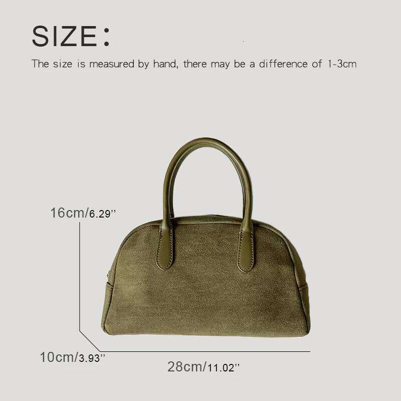 Korean Casual Boston Bag For Women Designer Handbags And Purses 2024 New In Faux Suede Vintage Nubuck Leather Carry Wrist